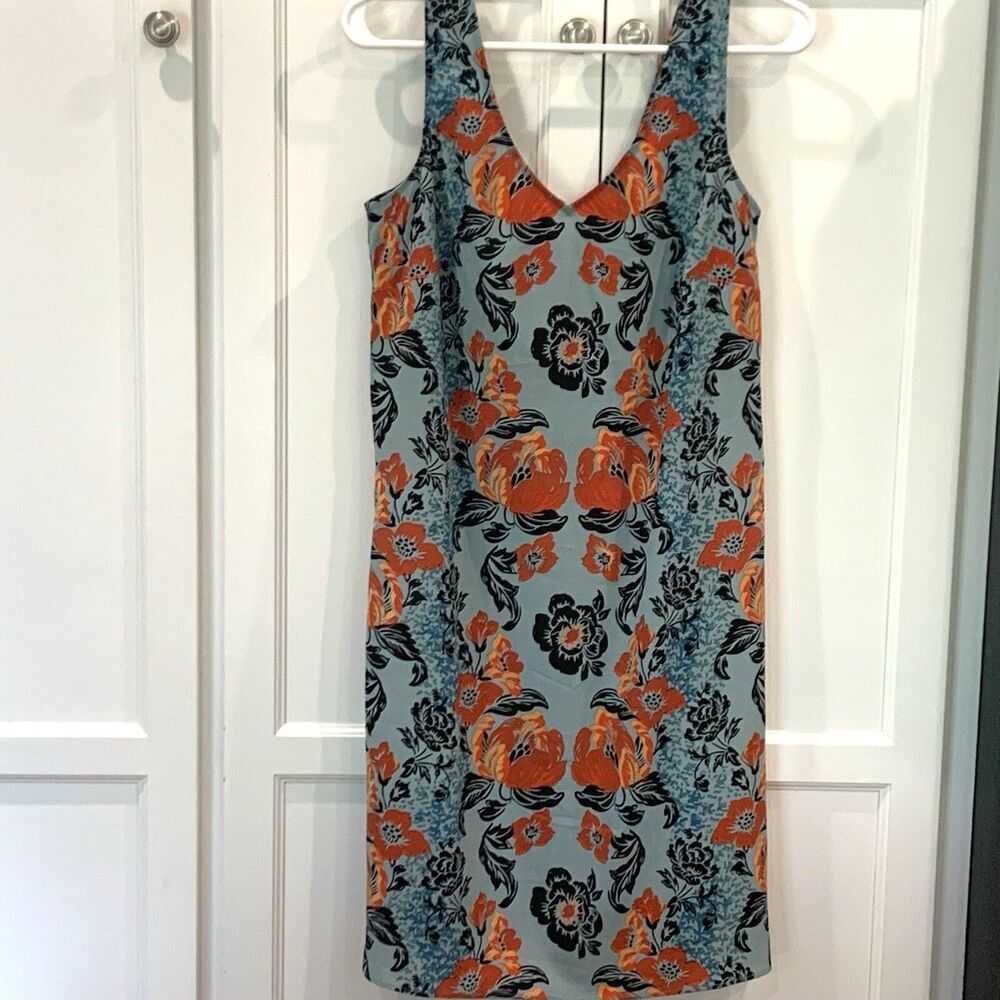 CAbi Dress Womens Small Maya Sleeveless Blue Orange Floral Resort - Picture 3 of 6